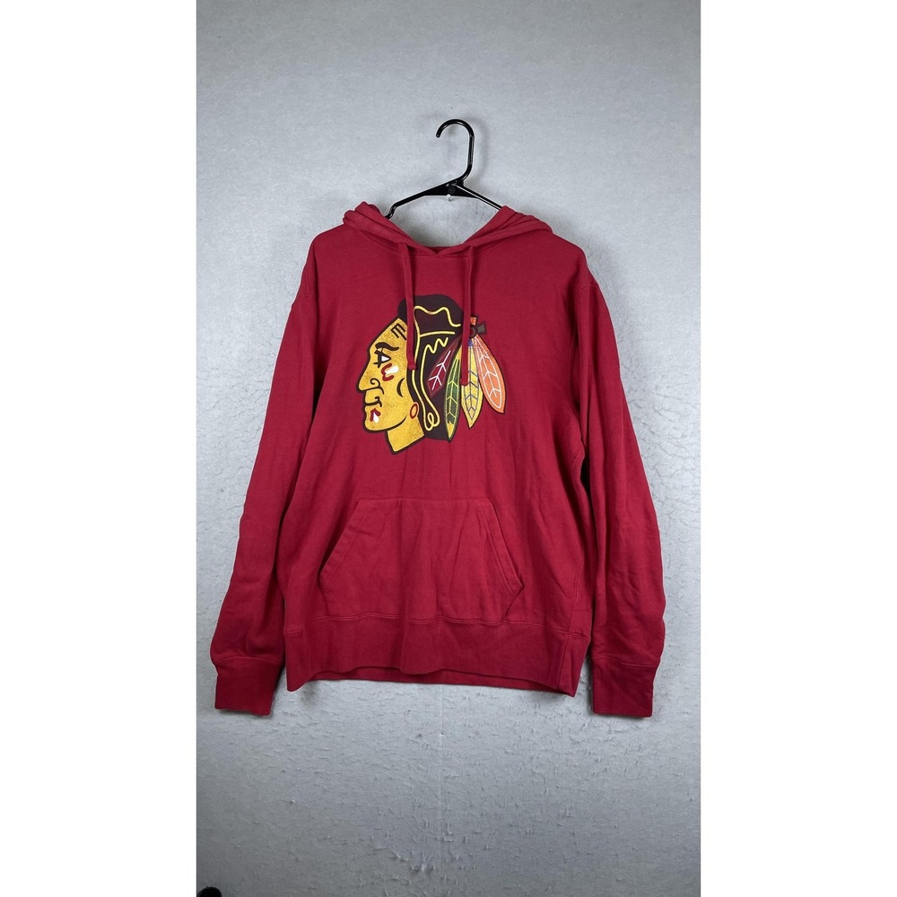Chicago Blackhawks Hoodie‎ Mens Large Red NHL Hockey OTS Pullover Sweatshirt